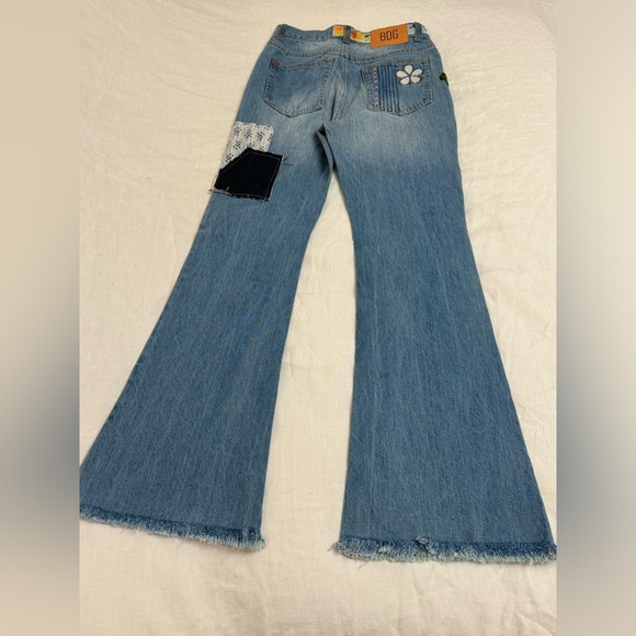 BDG High-Waisted Patchwork Hippie Retro Flare Leg Indigo Craft Jeans NWT Size 25 - Picture 11 of 16
